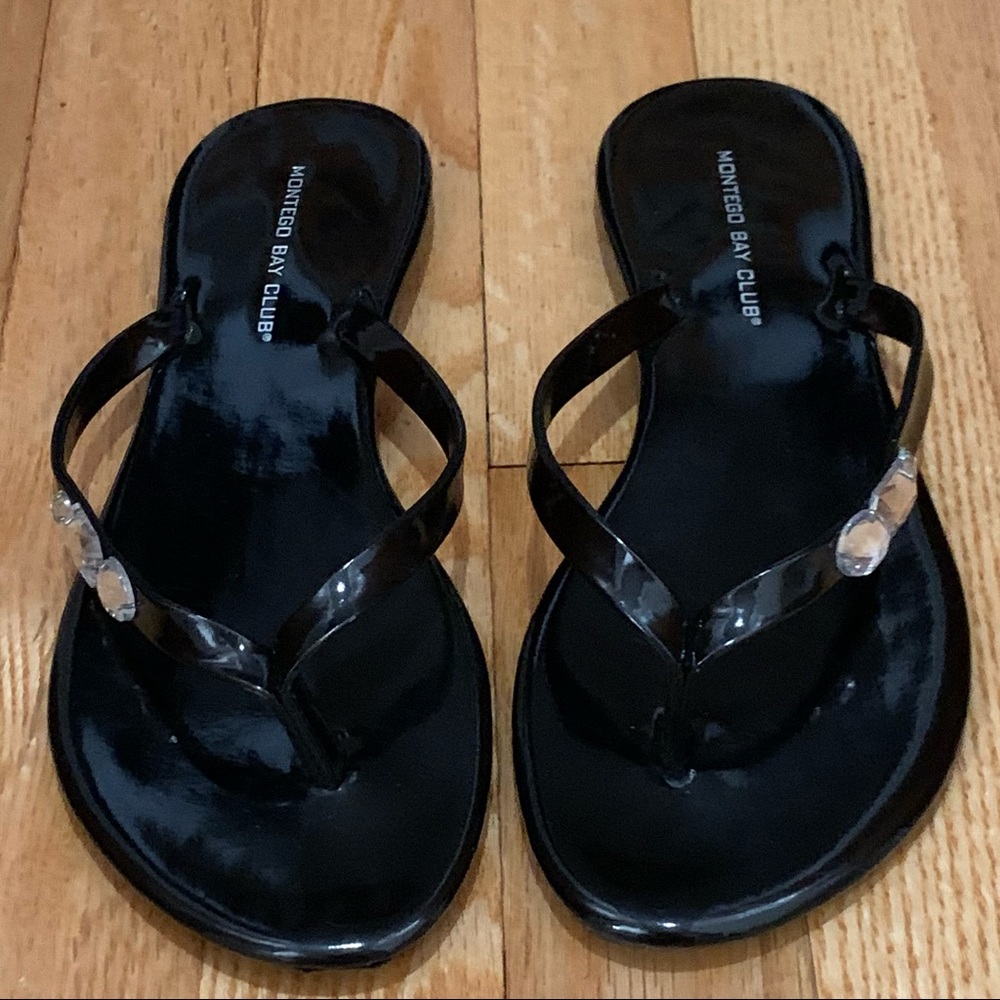Montego Bay Club Patent Leather Bling Flip Flops